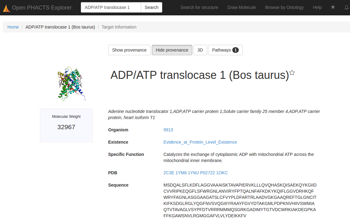 Screenshot of Open PHACTS Explorer Open PHACTS Explorer
